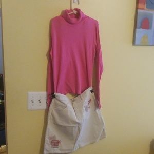 Pink turtleneck with corduroy embellished shirt